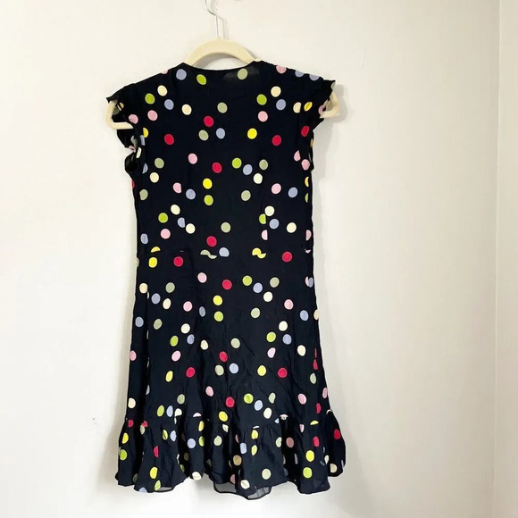 Rails Womens Multicolor Wrap Dress XS Koreen Retro Dot Ruffle Flutter Sleeve - Picture 3 of 11
